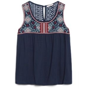SKIES ARE BLUE Bradie Embroidery Front Knit Top